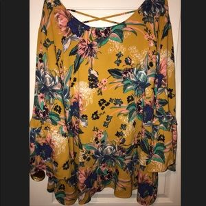 AVA & VIV burnt orange/yellow blouse